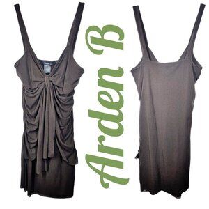 NWOT ARDEN B VINTAGE Y2K MESH SEMI SHEER RUCHED CHOCOLATE BROWN TANK, MEDIUM
